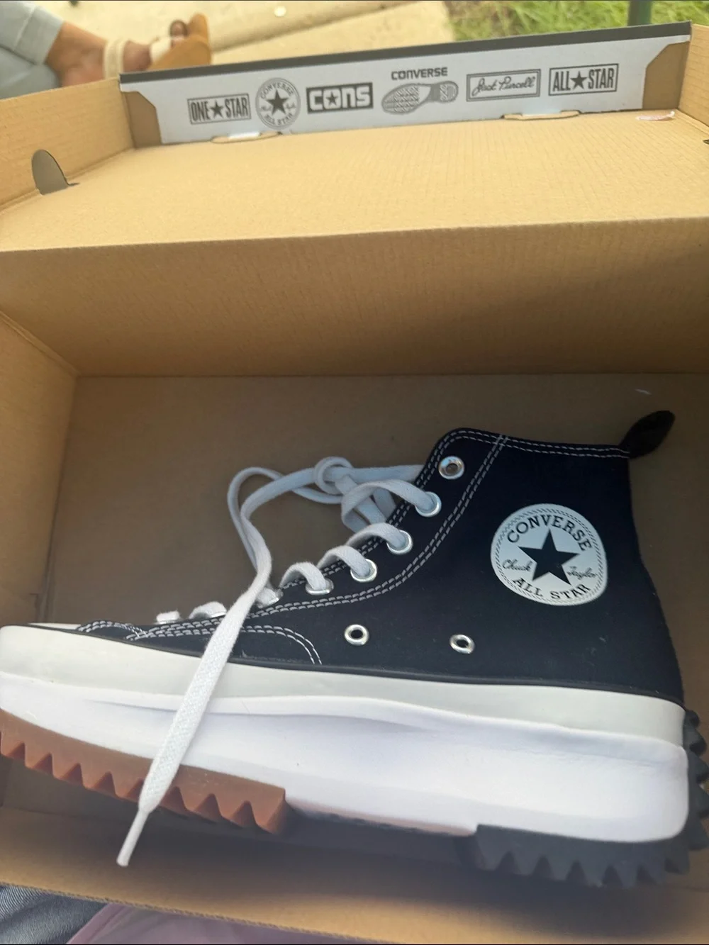 Converse Black & White Platform Run Star Hike Sneakers